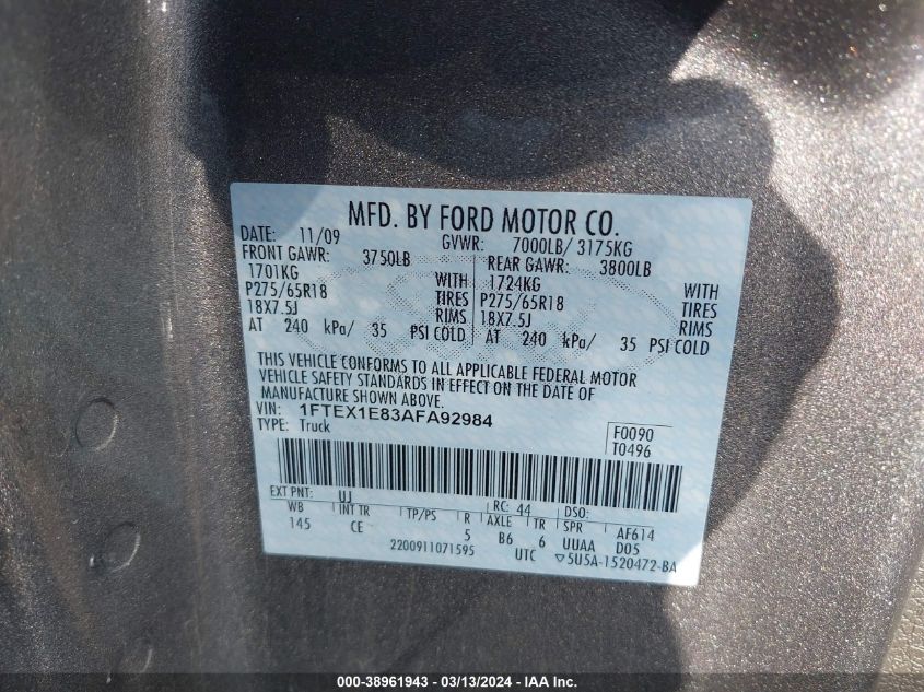 1FTEX1E83AFA92984 | 2010 FORD F-150