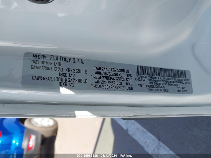 2018 RAM PROMASTER CITY TRADESMAN - ZFBERFAB6J6K96786