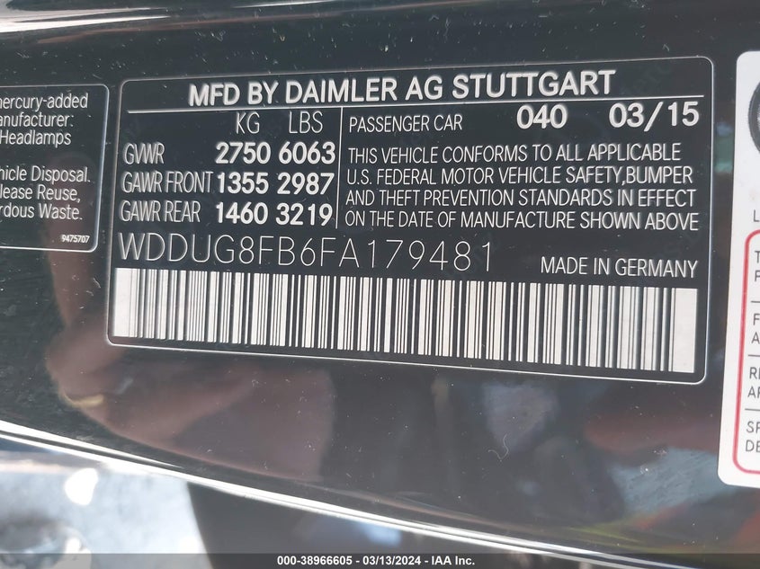 2015 MERCEDES-BENZ S 550 4MATIC - WDDUG8FB6FA179481