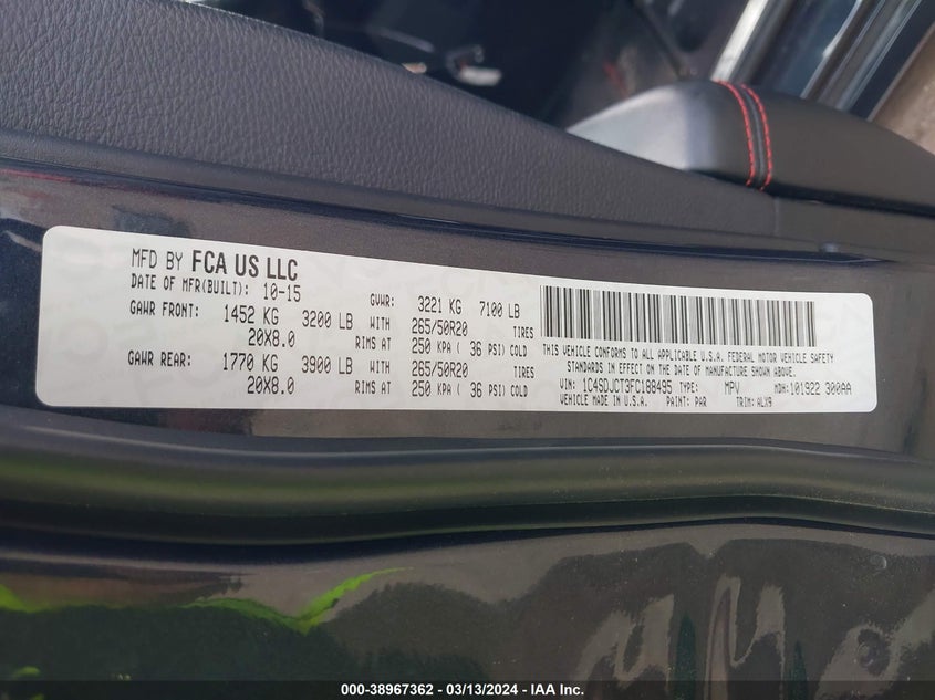 2015 DODGE DURANGO R/T - 1C4SDJCT3FC188495