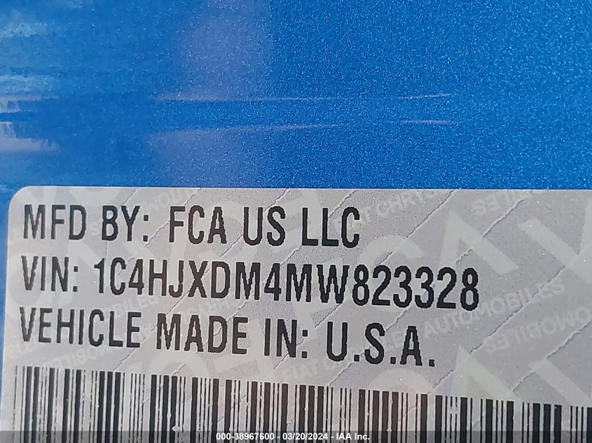 2021 JEEP WRANGLER UNLIMITED SPORT S 4X4 - 1C4HJXDM4MW823328