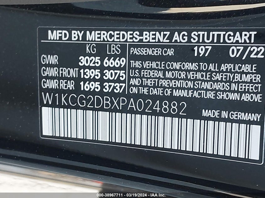 2023 MERCEDES-BENZ EQS 450+ - W1KCG2DBXPA024882