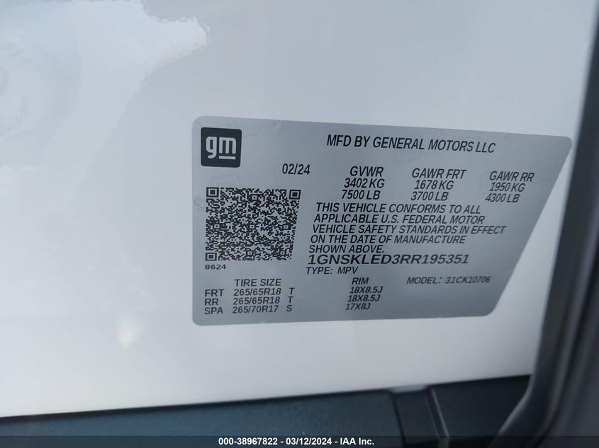 2024 CHEVROLET TAHOE 4WD COMMERCIAL - 1GNSKLED3RR195351