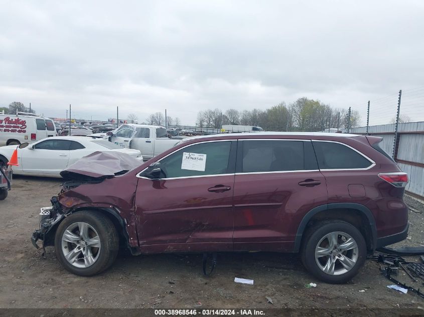 2015 Toyota Highlander Limited V6 VIN: 5TDYKRFH3FS088868 Lot: 38968546