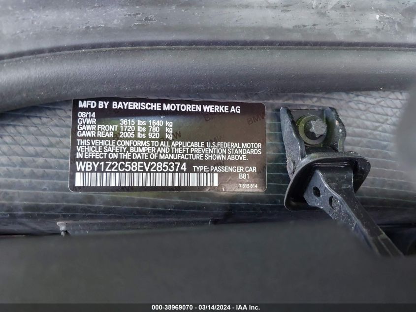 WBY1Z2C58EV285374 2014 BMW I3