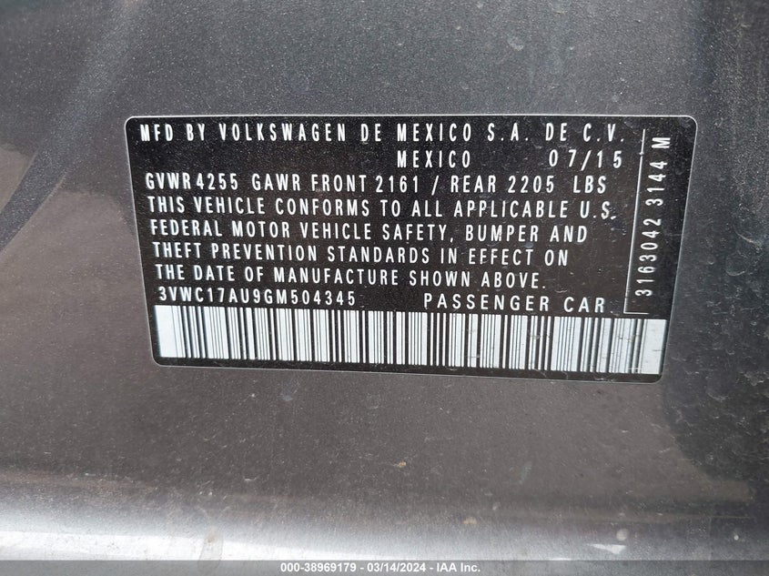 2016 VOLKSWAGEN GOLF SPORTWAGEN TSI S 4-DOOR - 3VWC17AU9GM504345