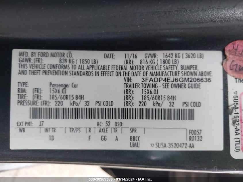 2016 FORD FIESTA SE - 3FADP4EJ6GM206636