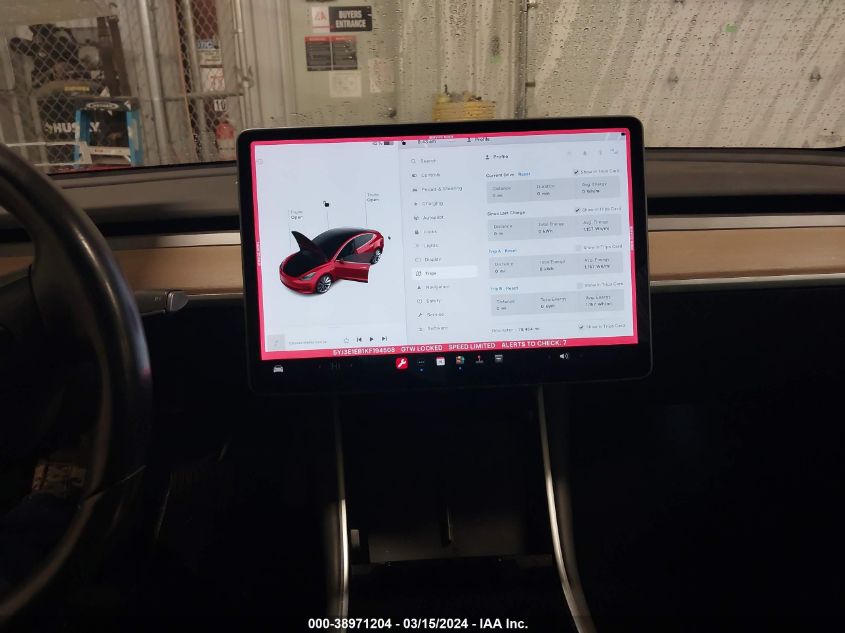 5YJ3E1EB1KF194508 | 2019 TESLA MODEL 3