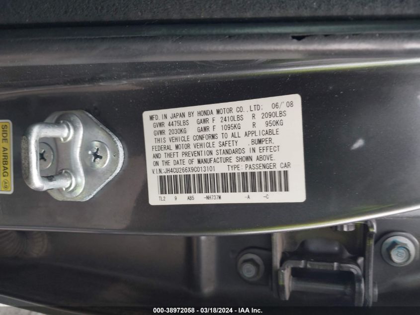 JH4CU266X9C013101 2009 Acura Tsx