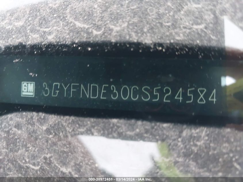 2012 Cadillac Srx Luxury Collection VIN: 3GYFNDE30CS524584 Lot: 38972451