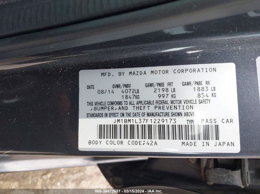 JM1BM1L37F1229173 | 2015 MAZDA MAZDA3