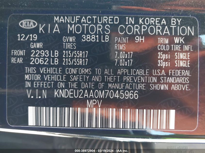 KNDEU2AA0M7045966 2021 Kia Seltos S