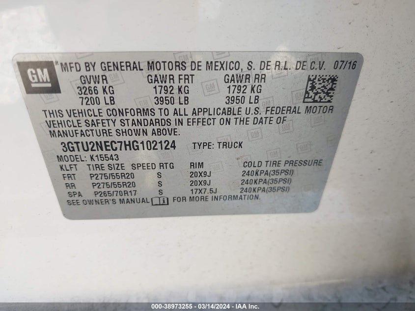 2017 GMC SIERRA 1500 SLT - 3GTU2NEC7HG102124