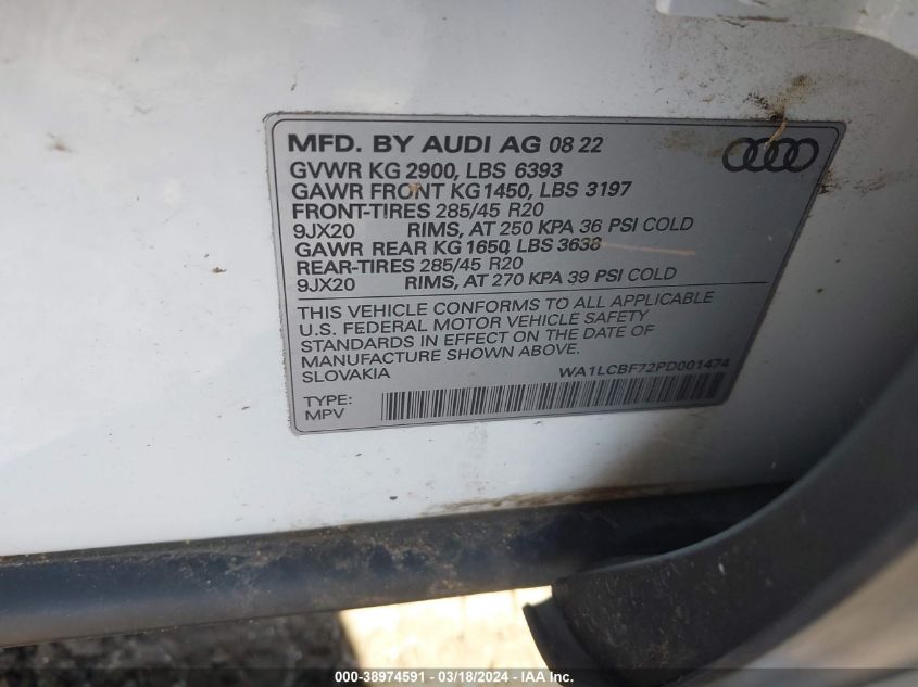 WA1LCBF72PD001474 2023 Audi Q7 Premium Plus 45 Tfsi Quattro Tiptronic