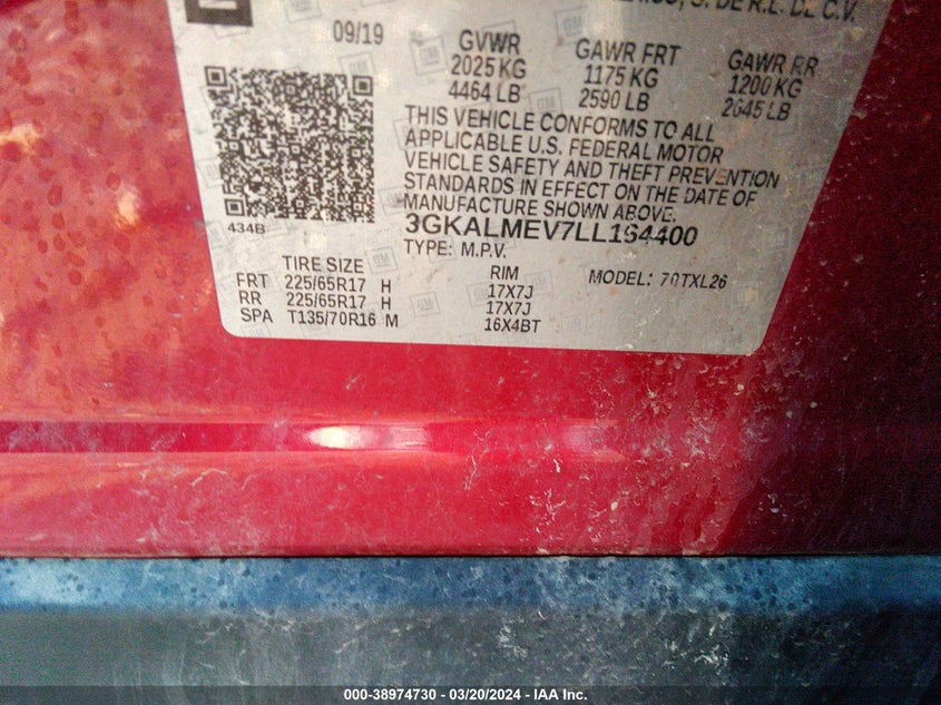 2020 GMC TERRAIN SLE - 3GKALMEV7LL164400