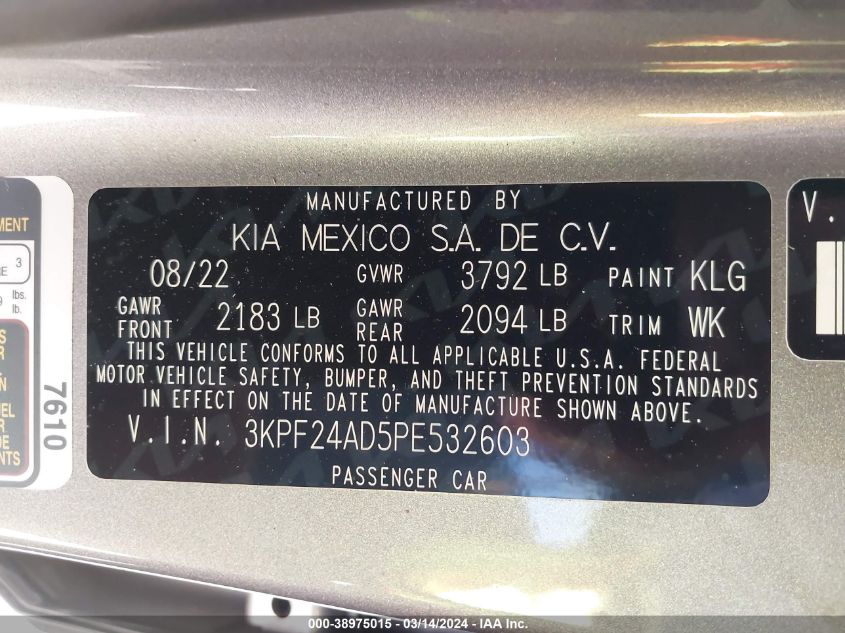 3KPF24AD5PE532603 | 2023 KIA FORTE