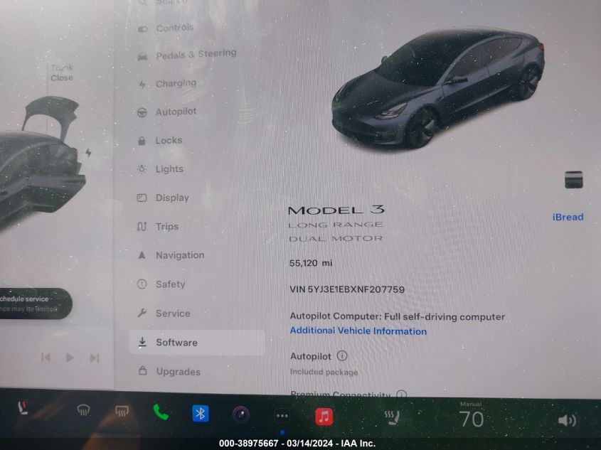 2022 Tesla Model 3 Long Range Dual Motor All-Wheel Drive VIN: 5YJ3E1EBXNF207759 Lot: 38975667