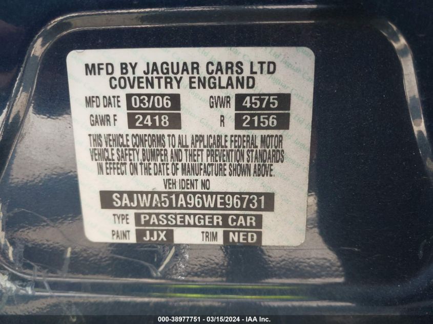 SAJWA51A96WE96731 2006 Jaguar X-Type 3.0