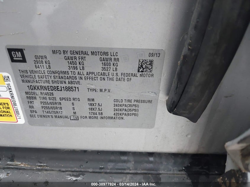 2014 GMC ACADIA SLE-1 - 1GKKRNED8EJ188571