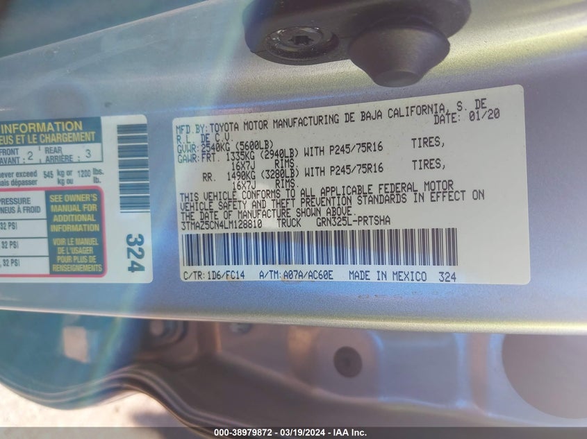 2020 TOYOTA TACOMA SR5 V6 - 3TMAZ5CN4LM128810