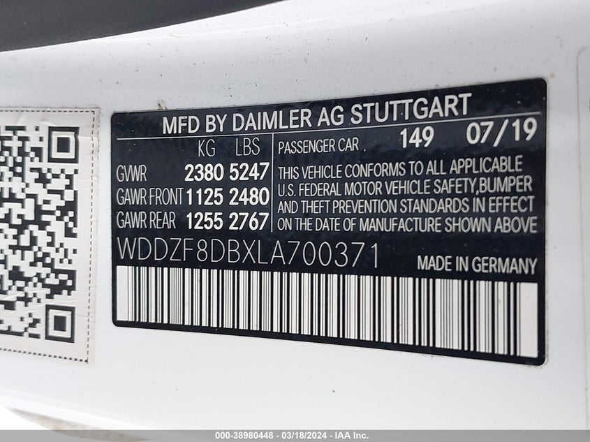 2020 MERCEDES-BENZ E 350 350 - WDDZF8DBXLA700371