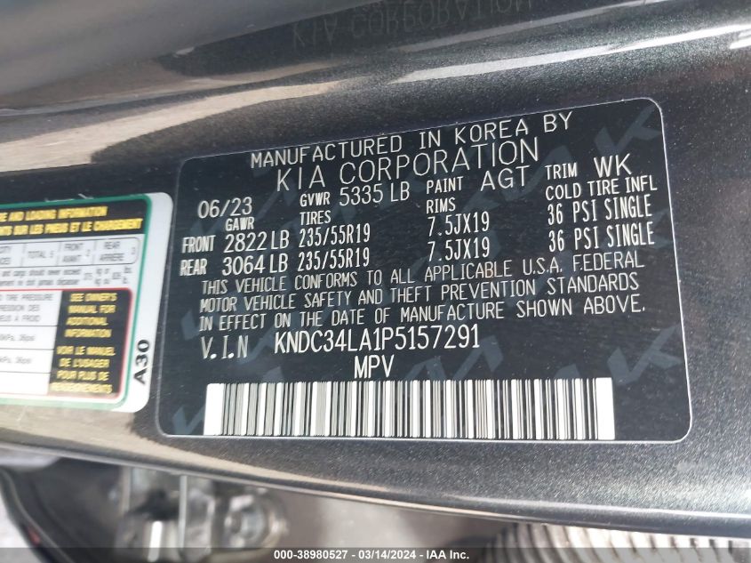 KNDC34LA1P5157291 2023 Kia Ev6 Wind