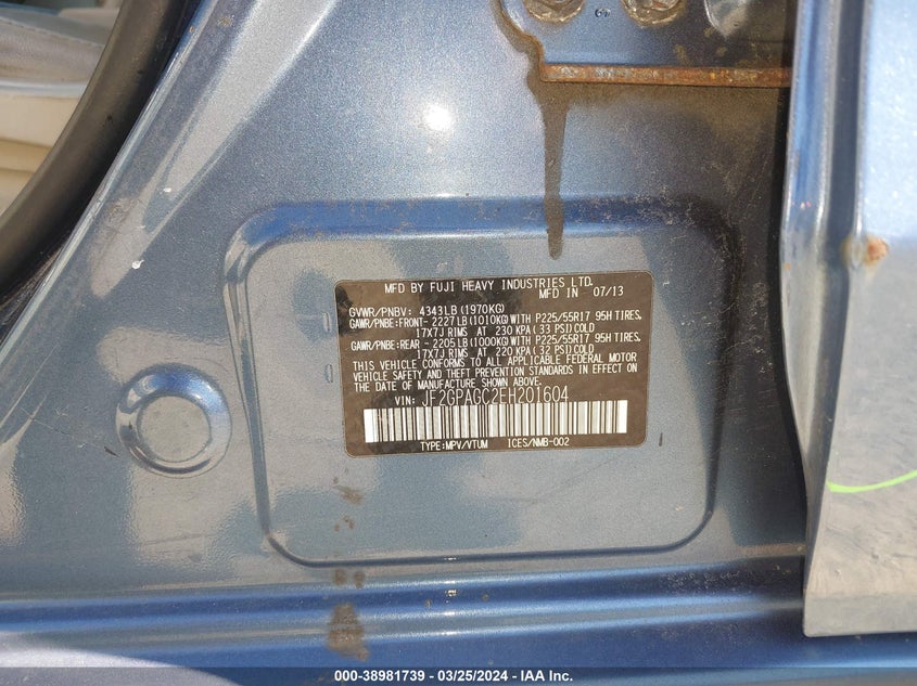 2014 SUBARU XV CROSSTREK 2.0I LIMITED - JF2GPAGC2EH201604