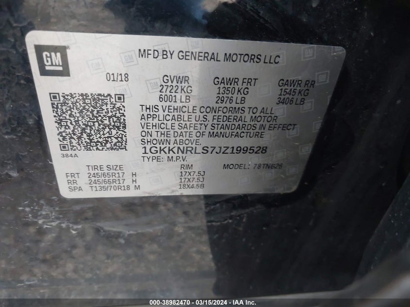 2018 GMC ACADIA SLE-1 - 1GKKNRLS7JZ199528