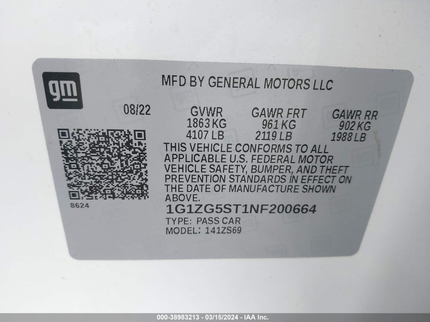 2022 CHEVROLET MALIBU FWD RS - 1G1ZG5ST1NF200664