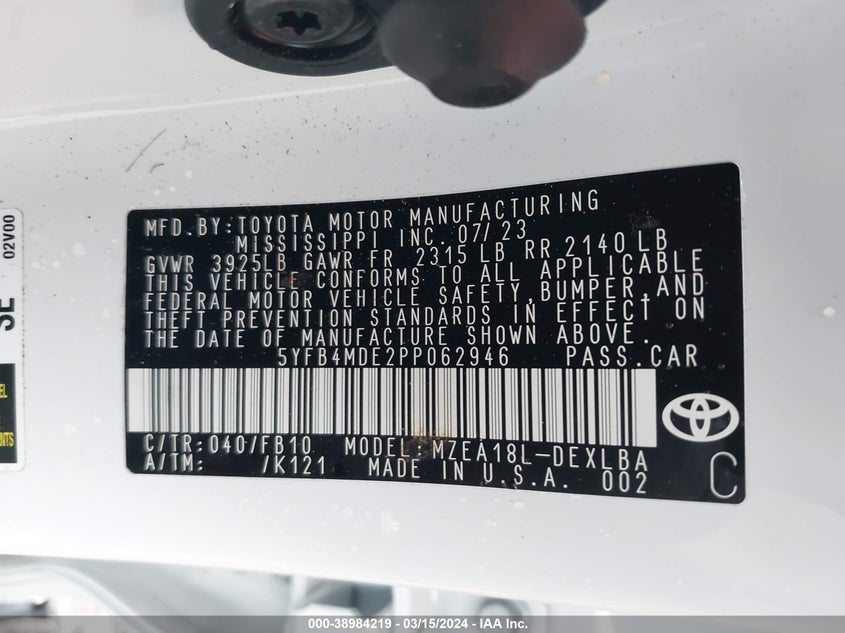 2023 TOYOTA COROLLA LE - 5YFB4MDE2PP062946