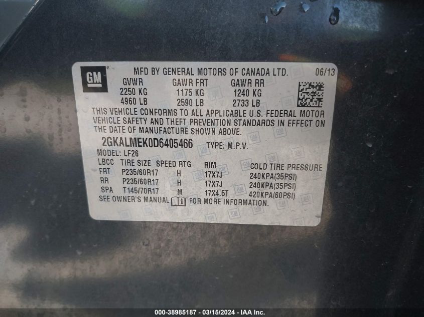 2013 GMC TERRAIN SLE - 2GKALMEK0D6405466