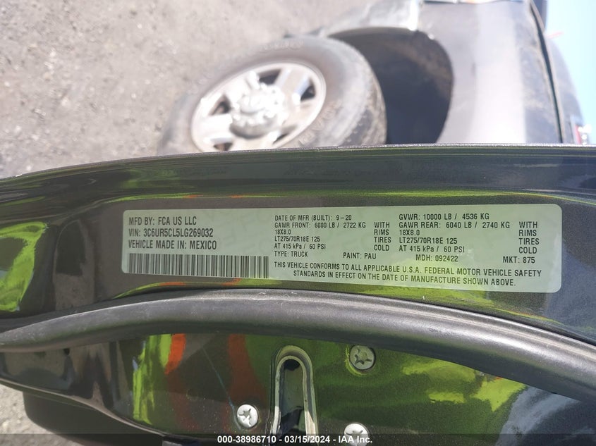 2020 RAM 2500 TRADESMAN  4X4 6'4 BOX - 3C6UR5CL5LG269032