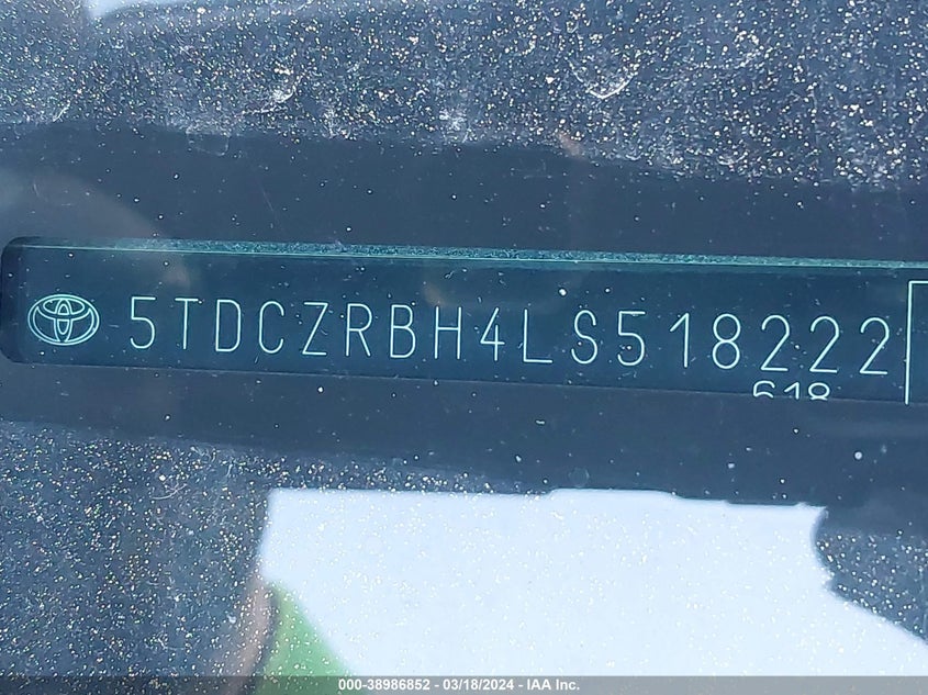 2020 TOYOTA HIGHLANDER VIN: 5TDCZRBH4LS518222