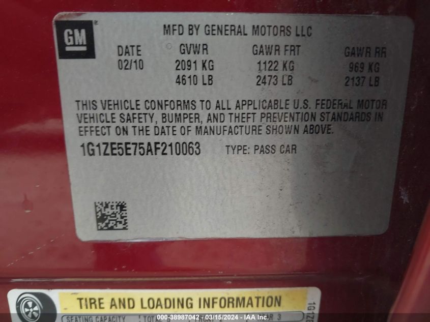 1G1ZE5E75AF210063 | 2010 CHEVROLET MALIBU