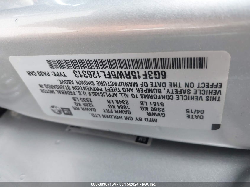 2015 CHEVROLET SS - 6G3F15RW5FL126313