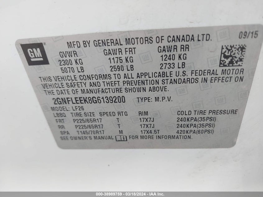 2016 CHEVROLET EQUINOX LS - 2GNFLEEK8G6139200