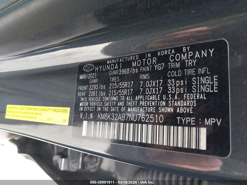 2022 HYUNDAI KONA SEL - KM8K32AB7NU762510