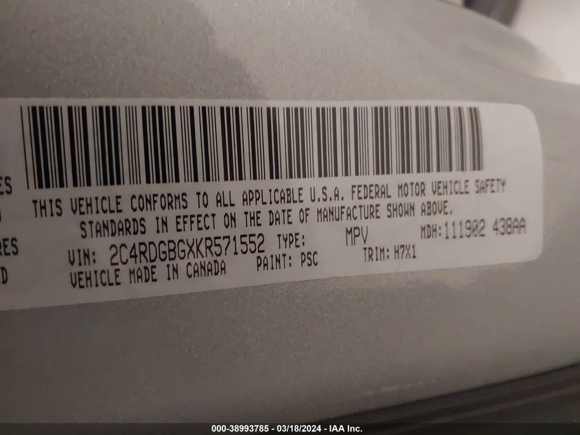 2019 DODGE GRAND CARAVAN SE - 2C4RDGBGXKR571552