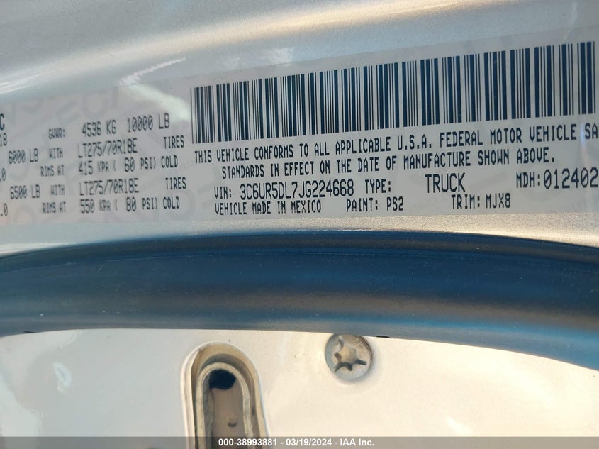 2018 RAM 2500 SLT - 3C6UR5DL7JG224668