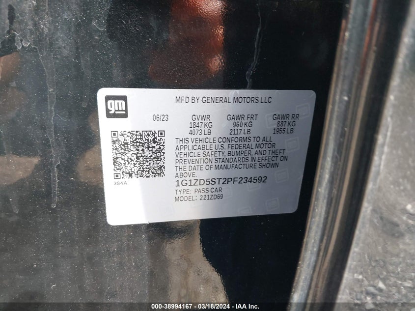 2023 CHEVROLET MALIBU FWD 1LT - 1G1ZD5ST2PF234592