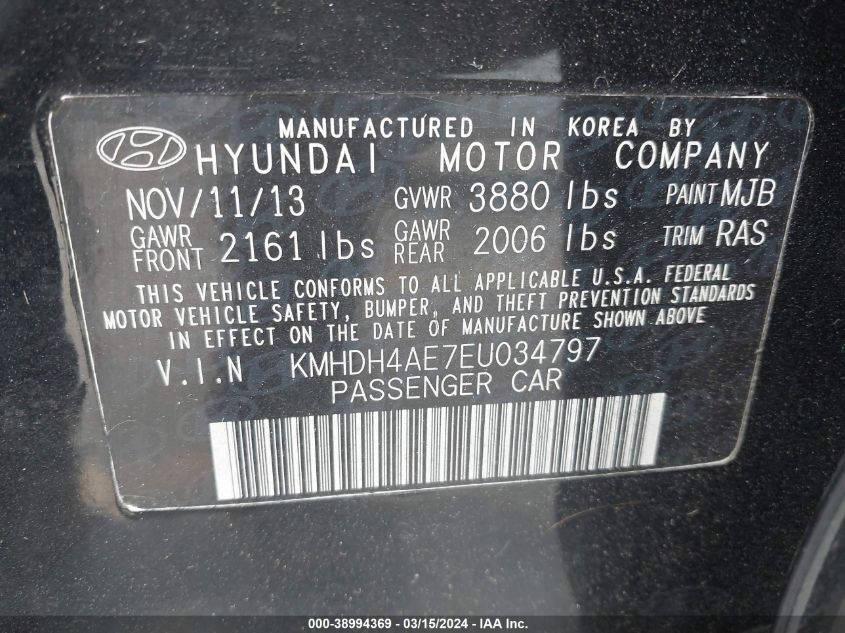 KMHDH4AE7EU034797 | 2014 HYUNDAI ELANTRA