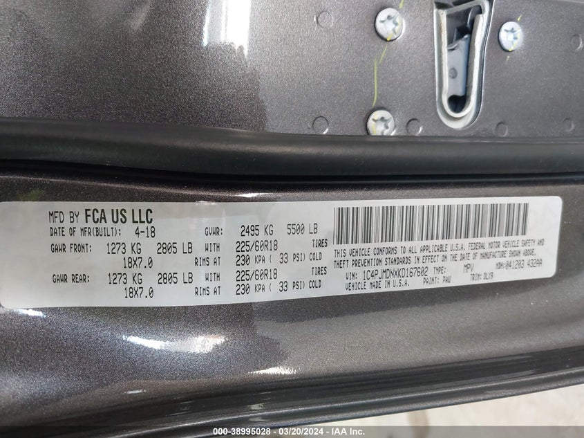 2019 JEEP CHEROKEE LIMITED 4X4 - 1C4PJMDNXKD167602