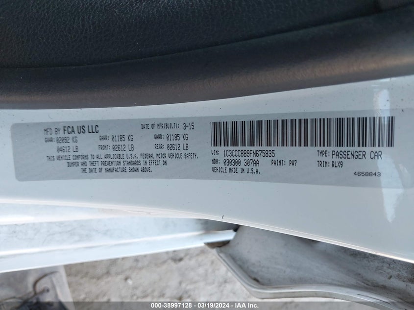 2015 CHRYSLER 200 S - 1C3CCCBB9FN675835