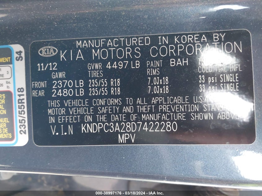 2013 KIA SPORTAGE EX - KNDPC3A28D7422280