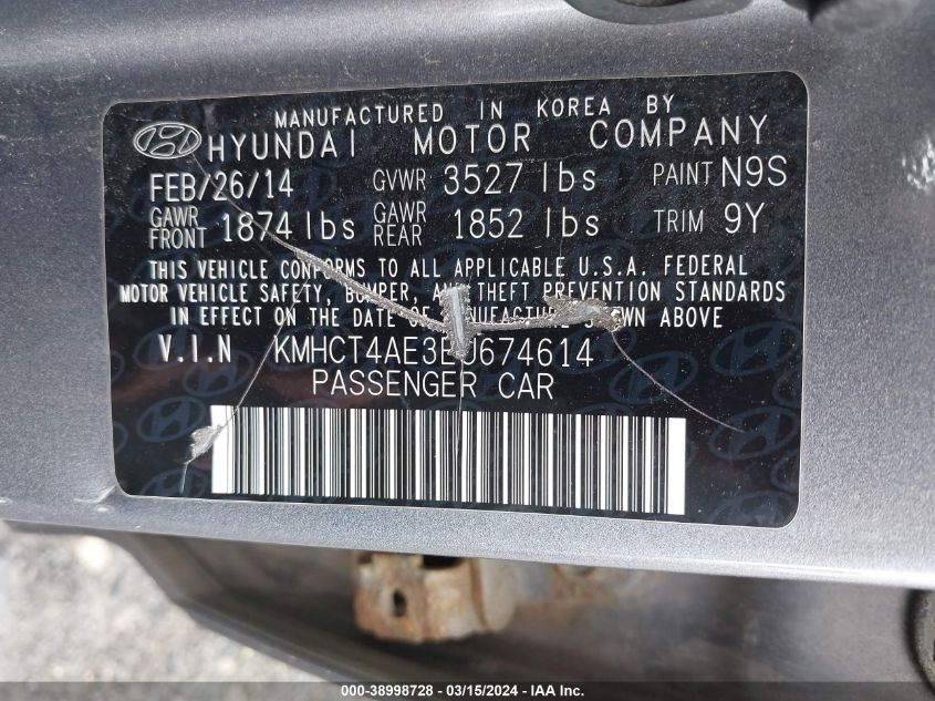 KMHCT4AE3EU674614 | 2014 HYUNDAI ACCENT