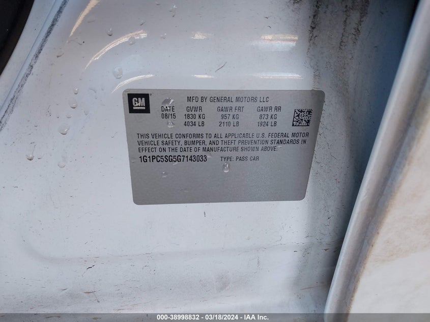 2016 CHEVROLET CRUZE LIMITED LS - 1G1PC5SG5G7143033