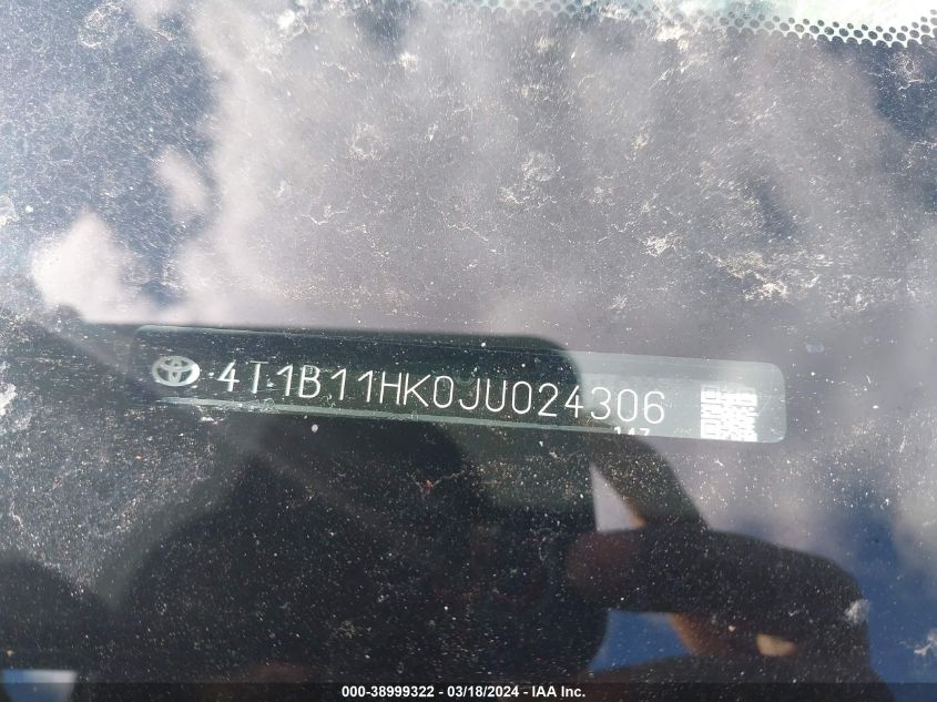 2018 TOYOTA CAMRY XLE - 4T1B11HK0JU024306