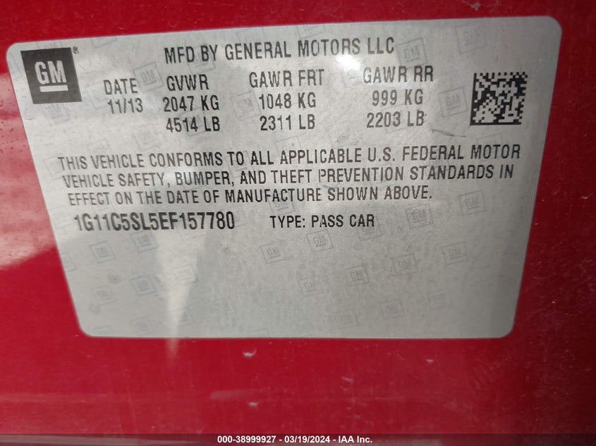 2014 CHEVROLET MALIBU 1LT - 1G11C5SL5EF157780