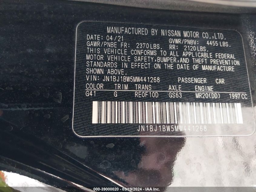 2021 NISSAN ROGUE SPORT SV - JN1BJ1BW5MW441268