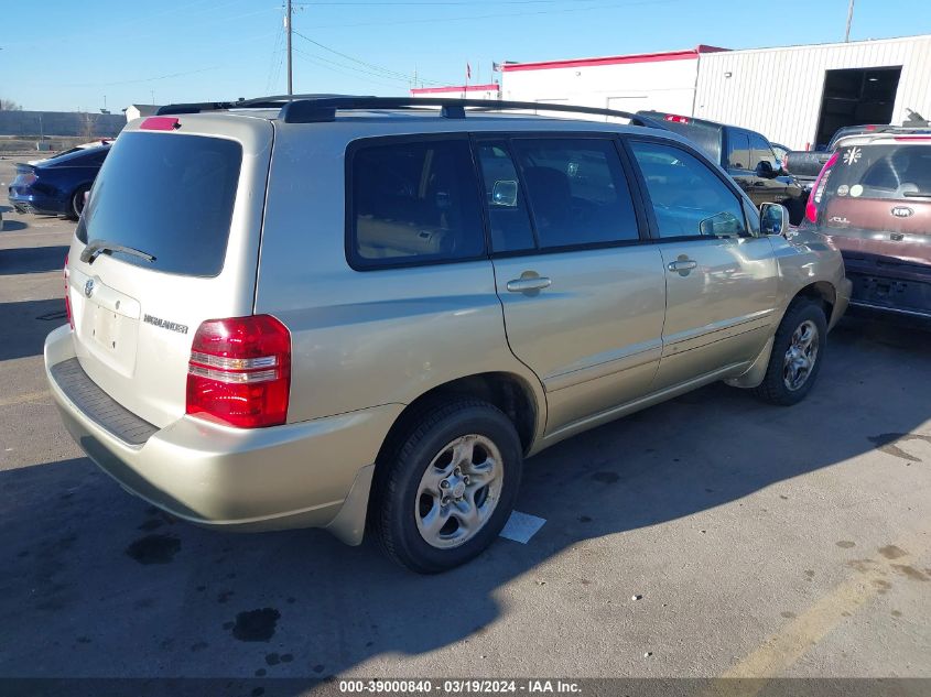 2001 Toyota Highlander VIN: JTEHD21AX10006282 Lot: 39000840